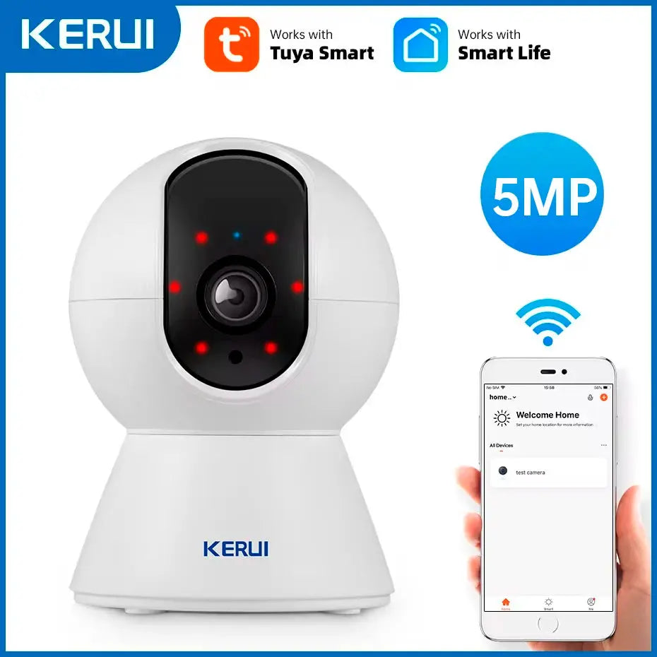KERUI Mini Indoor Wireless 5MP Tuya Smart Wi-Fi IP Camera with Auto Tracking