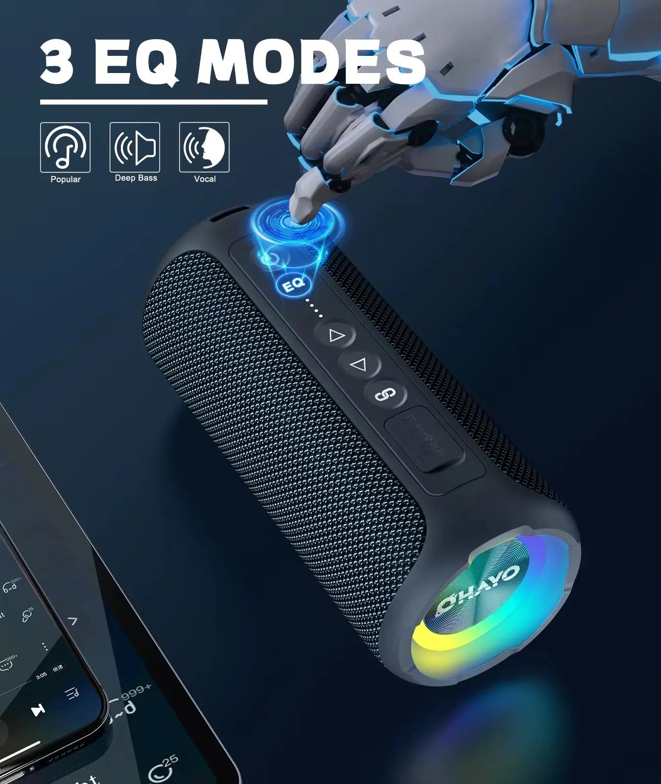 40W Portable Bluetooth Speakers with Enhanced Bass, 30-Hour Battery Life, IP7 Waterproof Rating