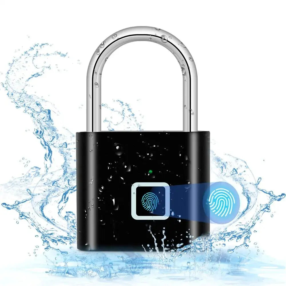 Keyless USB Rechargeable Fingerprint Smart Padlock - Waterproof Anti-Theft Zinc Lock with 0.2 Sec Unlocking Speed
