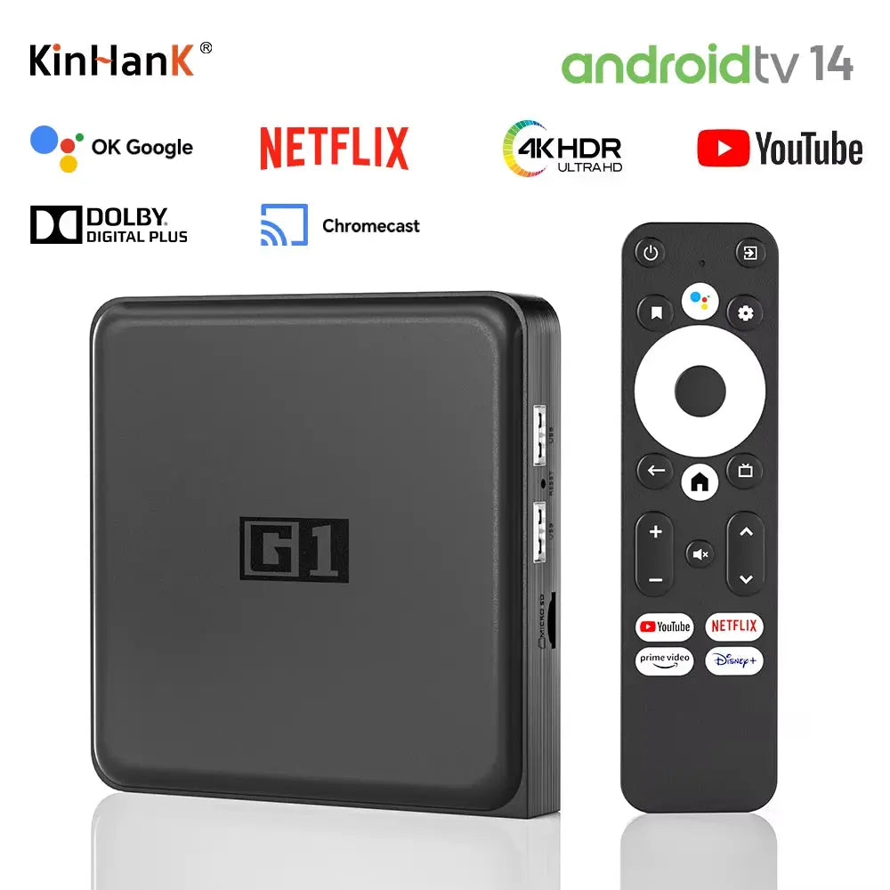 G1 Android TV Box - Google Certified 4K Ultra HD Streaming Device with Netflix, Dolby Vision, HDR10+, 4GB RAM, 32GB Storage, and Wifi6