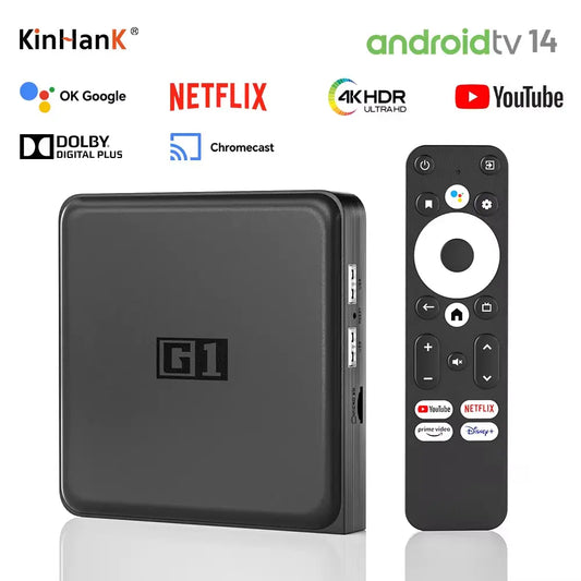G1 Android TV Box - Google Certified 4K Ultra HD Streaming Device with Netflix, Dolby Vision, HDR10+, 4GB RAM, 32GB Storage, and Wifi6