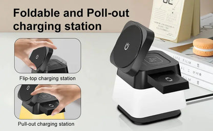 4-in-1 Rotatable Wireless Charger Stand with Colorful Lighting for iPhone 15/14/13/12 Pro Max, 8, 7 - Fast Charging Station for Phone, Apple Watch, and AirPods Nexara Living