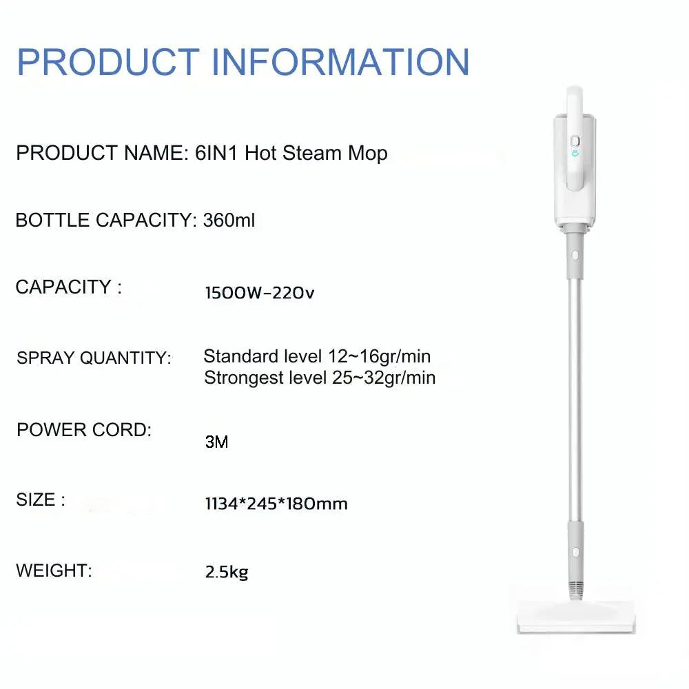 370ml Multifunctional Electric Steam Mop with 1500W Sterilization and Mite Removal