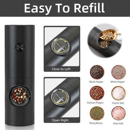Electric Automatic Pepper and Salt Grinder Set with Base