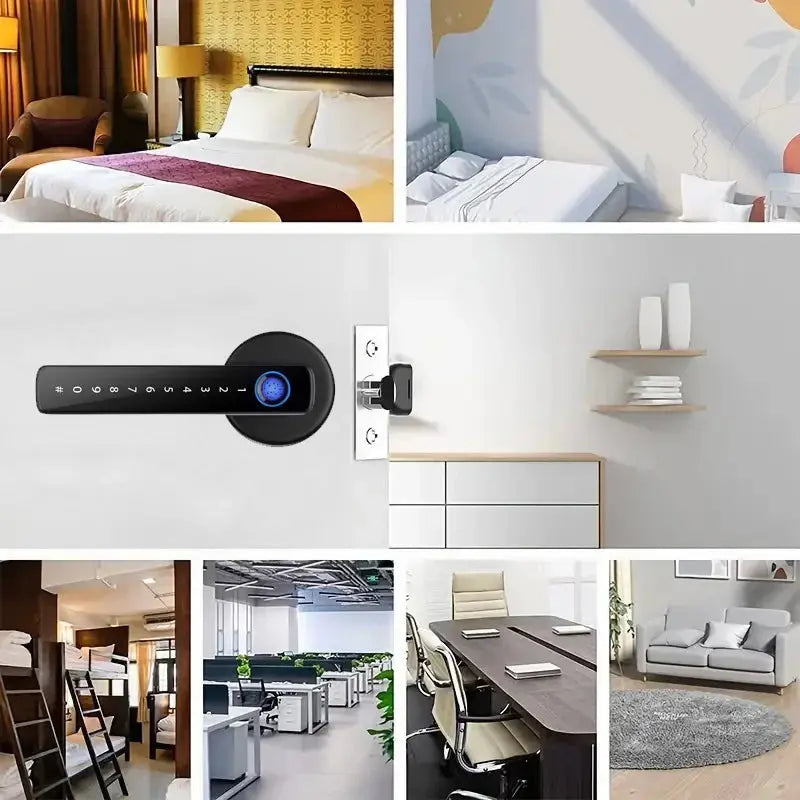 M5 Tuya BLE Fingerprint Electronic Door Lock with Password, Key, IC Card, and Smartlife/Tuya App Unlocking