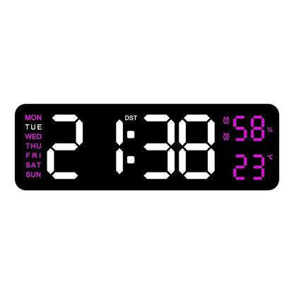 USB-Powered 9-Inch Digital Wall Clock with Temperature and Humidity Display