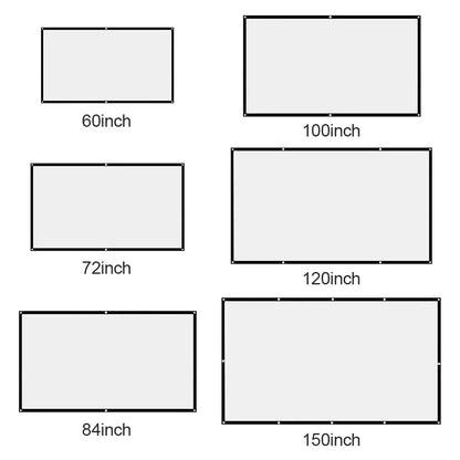 16:9 Portable HD Projector Screen - Available in 60/72/84/100/120/150 Inch