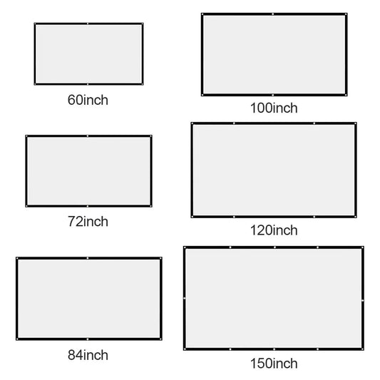 16:9 Portable HD Projector Screen - Available in 60/72/84/100/120/150 Inch