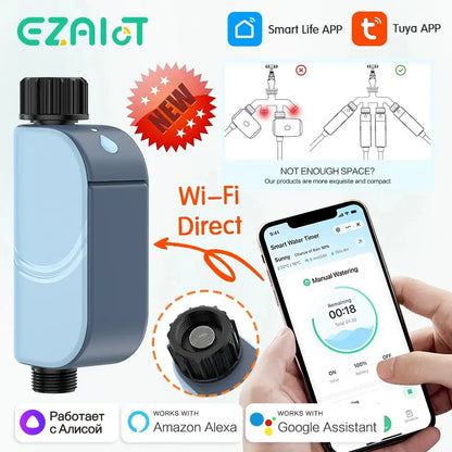Smart Wi-Fi Garden Watering Timer - Tuya Automatic Sprinkler and Remote Drip Irrigation System for Outdoor Water Control