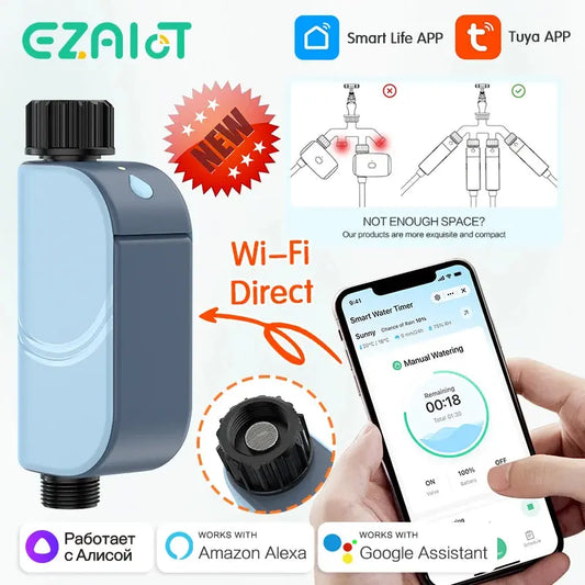 Smart Wi-Fi Garden Watering Timer - Tuya Automatic Sprinkler and Remote Drip Irrigation System for Outdoor Water Control