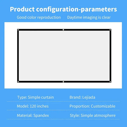 16:9 Portable HD Projector Screen - Available in 60/72/84/100/120/150 Inch