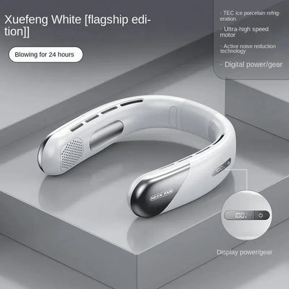Portable 10,000mAh Bladeless Neck Fan - Silent, USB Rechargeable, Adjustable 3-Speed Wireless Neck Cooler