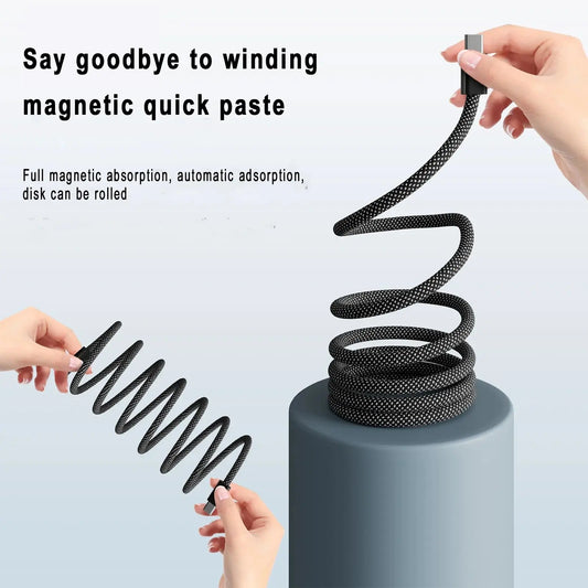100W Magnetic USB-C Charging Cable, 1M Nylon Braided Fast Charge Cord