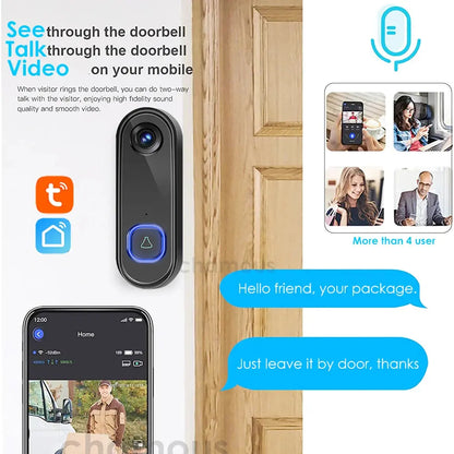 TUYA Wireless Outdoor Video Doorbell Camera with 1080P Resolution