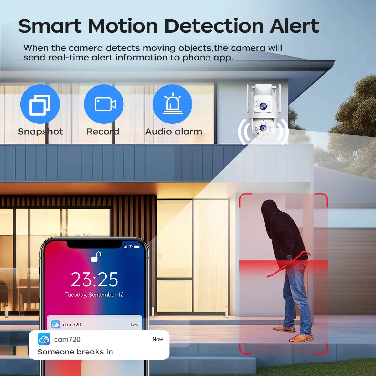Jooan 4K 8MP HD Outdoor PTZ Security Camera with 5G WiFi, Dual Lens, 5X Zoom, AI Tracking