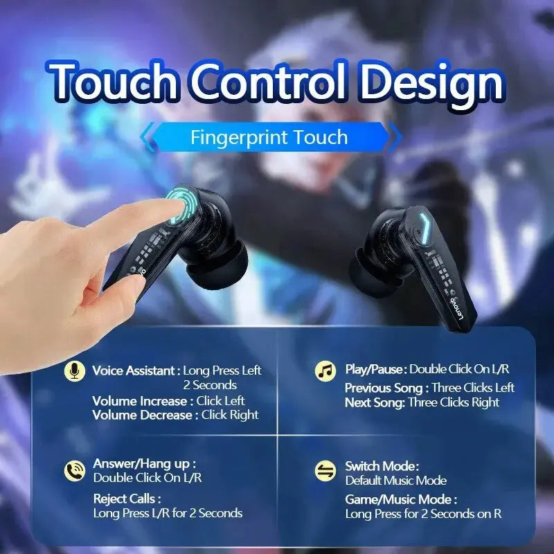 Gm2Pro Wireless Bluetooth Headset with LED Light, Waterproof Design, and Noise Cancelling Earbuds