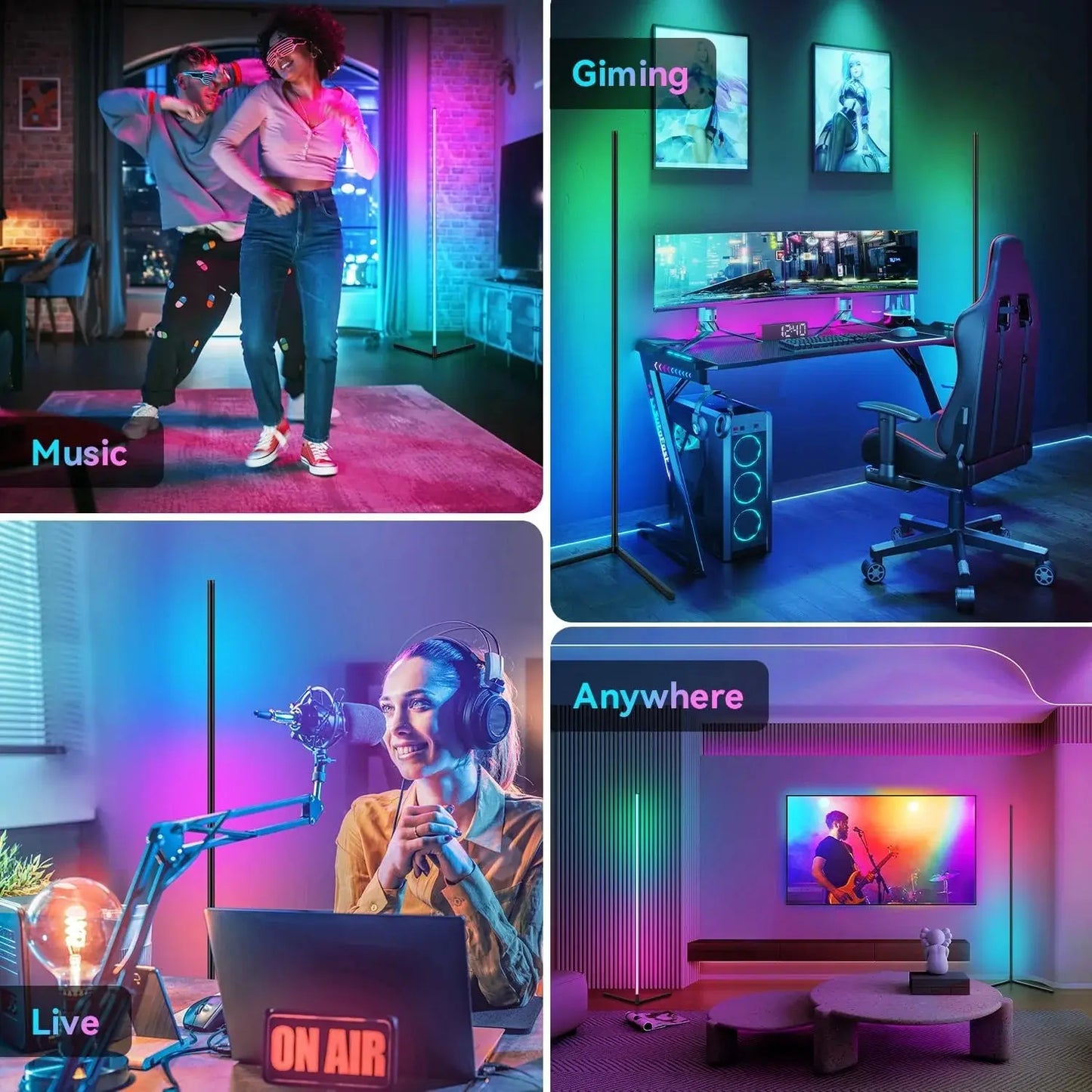 Smart RGB Floor Lamp with Music Synchronization and App Control