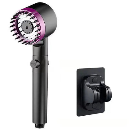 Three-Speed Adjustable Portable Showerhead with Massage Feature and Filter