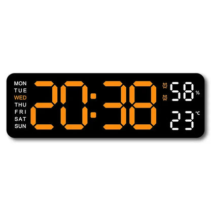 USB-Powered 9-Inch Digital Wall Clock with Temperature and Humidity Display