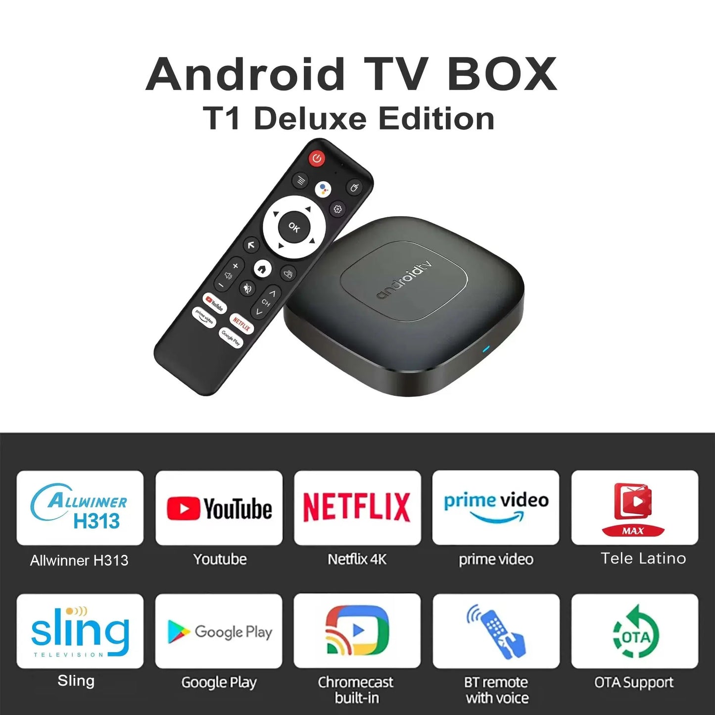 Android 13 Smart Home Theater TV Box with Allwinner H313, Google Assistant, Netflix Streaming, Bluetooth Media Player, 2GB RAM, 16GB Storage