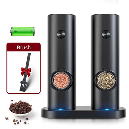 Electric Automatic Pepper and Salt Grinder Set with Base