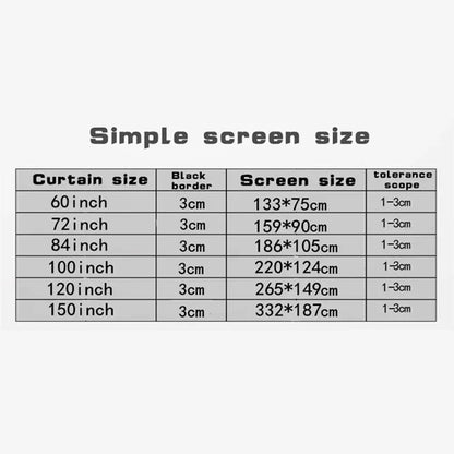16:9 Portable HD Projector Screen - Available in 60/72/84/100/120/150 Inch