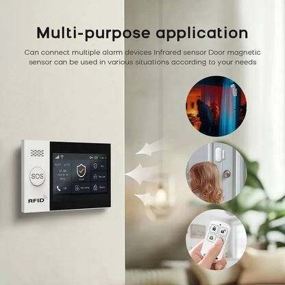 WiFi 4G Tuya Smart Life Home Security Alarm System Kit with Alexa Integration and Motion Detection Sensors