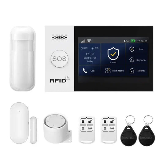 WiFi 4G Tuya Smart Life Home Security Alarm System Kit with Alexa Integration and Motion Detection Sensors