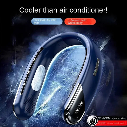 Portable 10,000mAh Bladeless Neck Fan - Silent, USB Rechargeable, Adjustable 3-Speed Wireless Neck Cooler