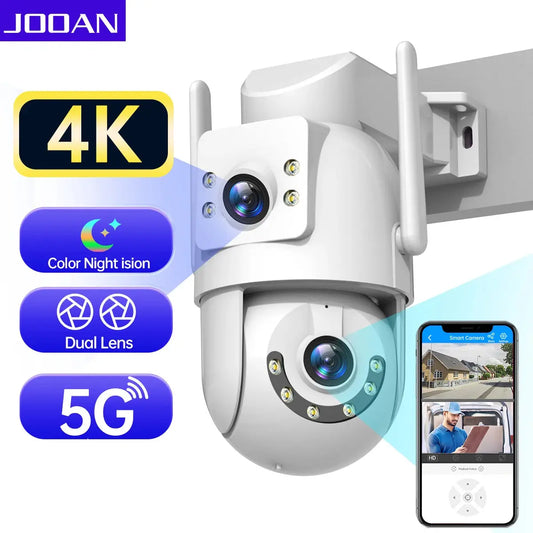 Jooan 4K 8MP HD Outdoor PTZ Security Camera with 5G WiFi, Dual Lens, 5X Zoom, AI Tracking