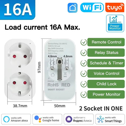 TUYA Smart Plug - WiFi/Zigbee 3.0 Socket, 16A/20A