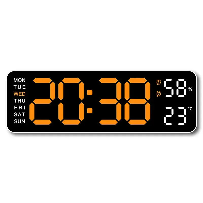 USB-Powered 9-Inch Digital Wall Clock with Temperature and Humidity Display