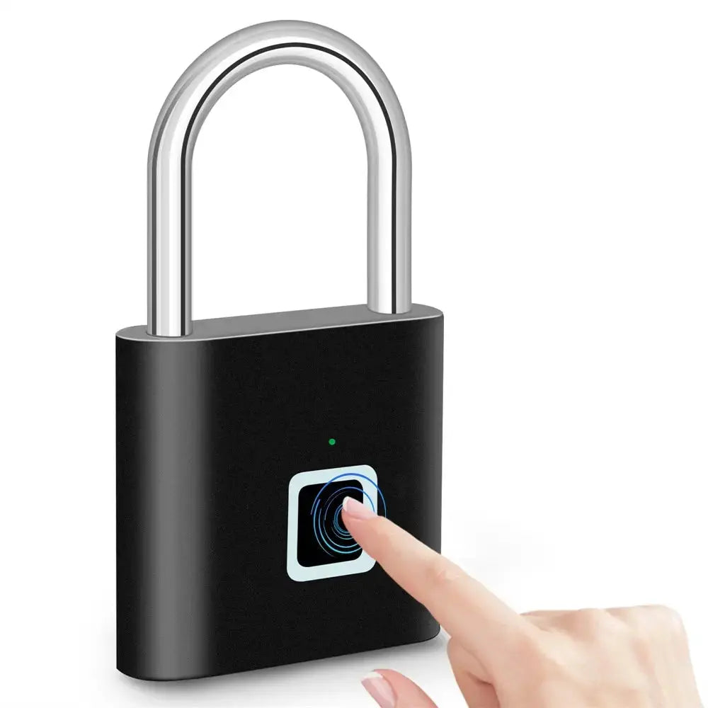 Keyless USB Rechargeable Fingerprint Smart Padlock - Waterproof Anti-Theft Zinc Lock with 0.2 Sec Unlocking Speed
