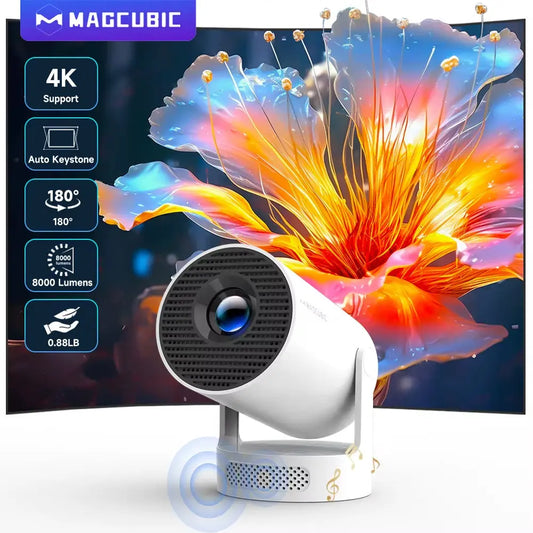 HY300 Pro 4K Portable Projector with Android 11, Dual WiFi, 290 ANSI Lumens, and Bluetooth 5.0 for Outdoor Cinema