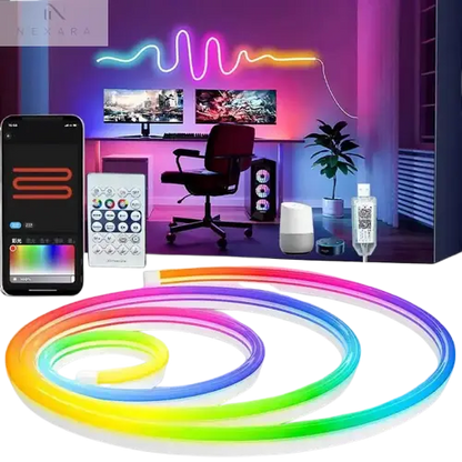 Bluetooth RGBIC Neon LED Strip Lights - Customizable Lengths (1M, 2M, 3M, 5M) 