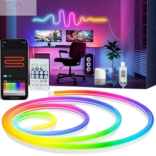 Bluetooth RGBIC Neon LED Strip Lights - Customizable Lengths (1M, 2M, 3M, 5M) 