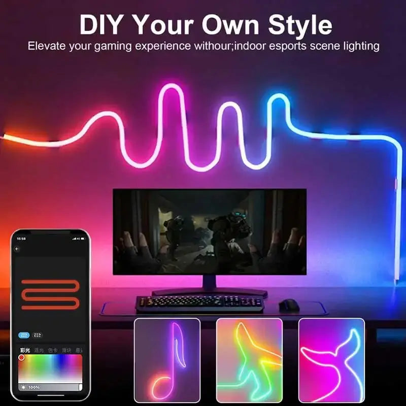 Bluetooth Neon LED Strip Lights - (1M, 2M, 3M, 5M)