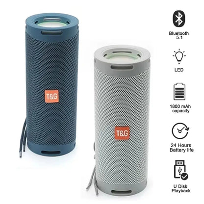 TG289 Premium Portable Bluetooth Speaker - Waterproof, 1800mAh Battery, Double Bass, AUX & TF Card Support with LED Lighting