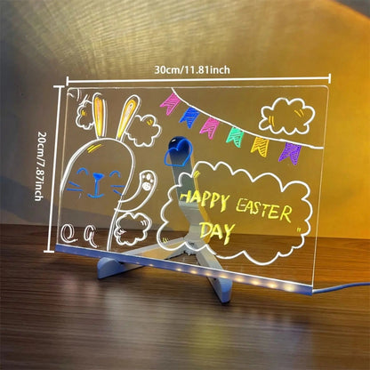 LED Note Board with Colors Light up Acrylic Message Board with 7 Pens Acrylic Dry Erase Board with Light Led Drawing Board for Ki-Ds with Stand Birthday Holidays Gifts