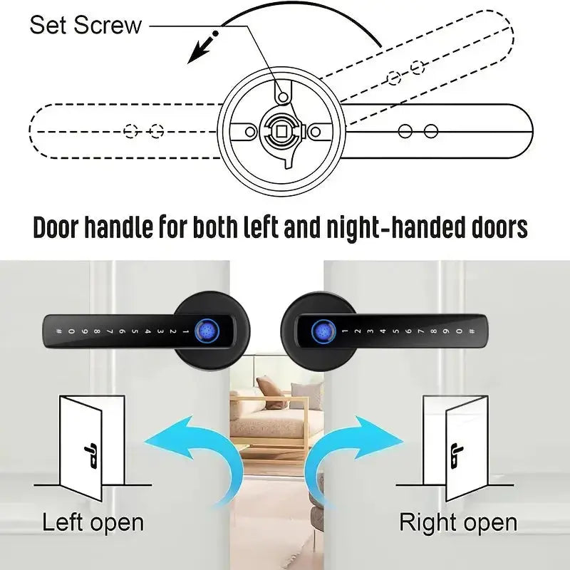 M5 Tuya BLE Fingerprint Electronic Door Lock with Password, Key, IC Card, and Smartlife/Tuya App Unlocking