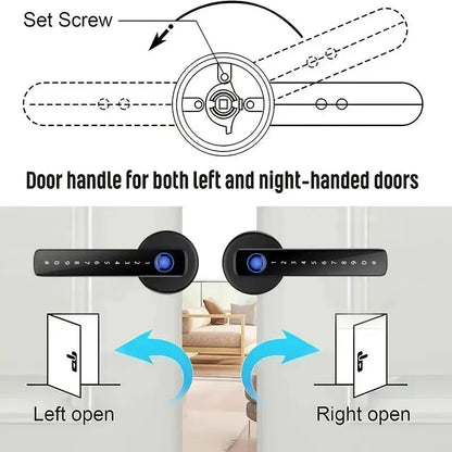 M5 Tuya BLE Fingerprint Electronic Door Lock with Password, Key, IC Card, and Smartlife/Tuya App Unlocking