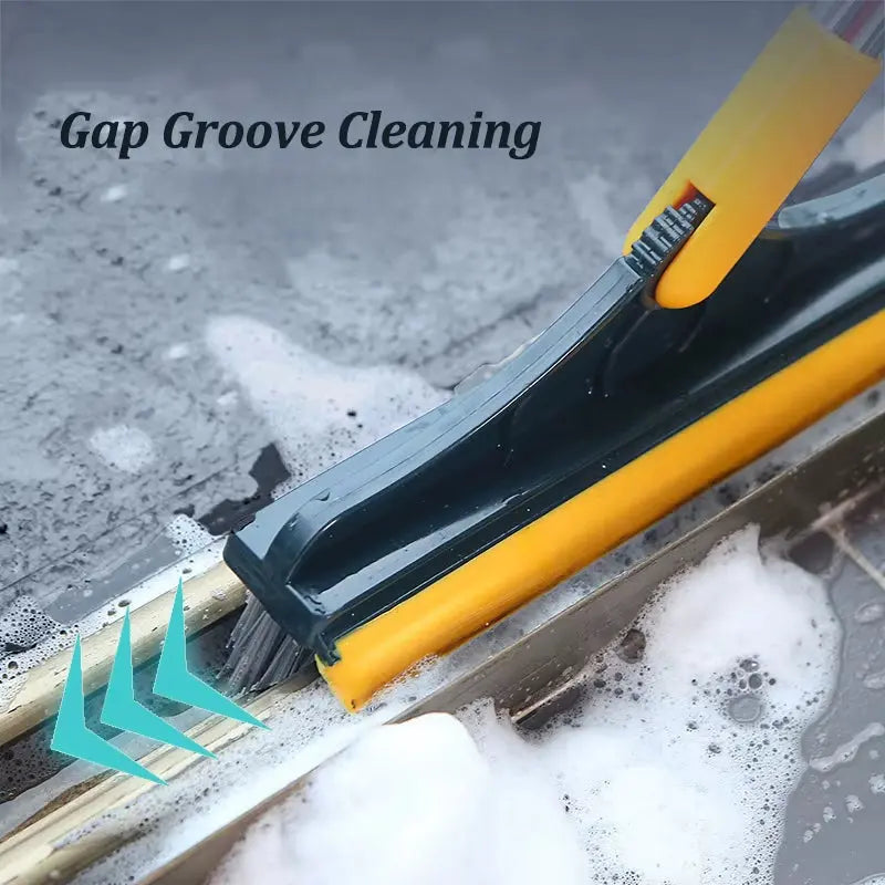 2-in-1 Rotating Floor Scrub Brush and Squeegee with Long Handle