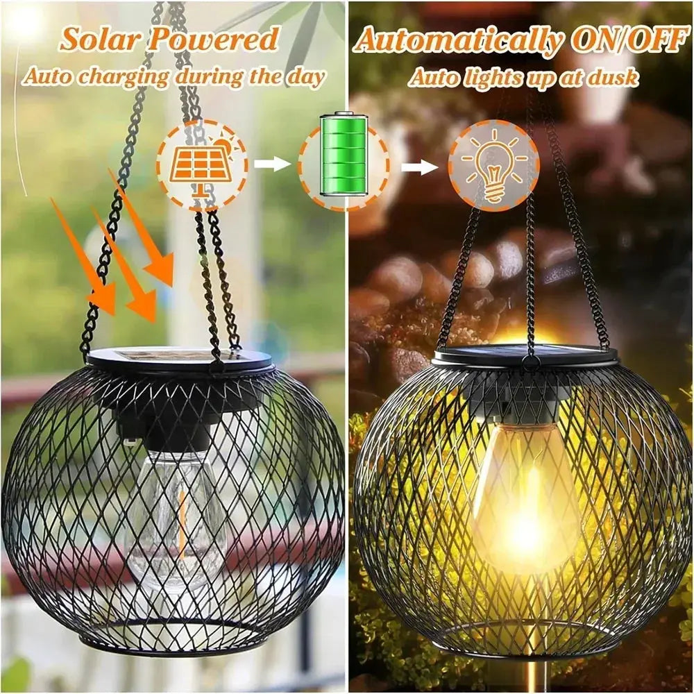 Outdoor Solar Lantern - Waterproof Decorative Hanging Lights for Gardens and Yards