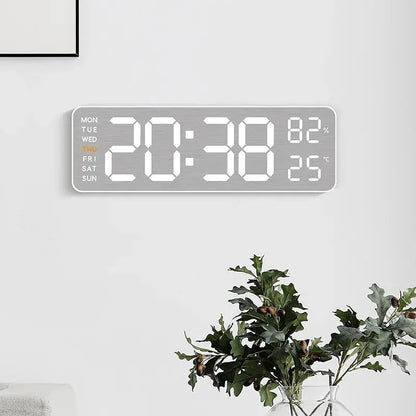 USB-Powered 9-Inch Digital Wall Clock with Temperature and Humidity Display