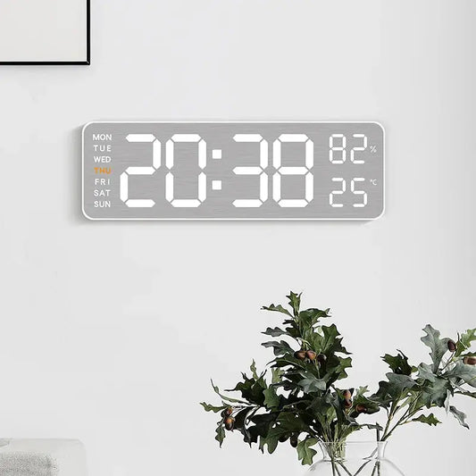 USB-Powered 9-Inch Digital Wall Clock with Temperature and Humidity Display