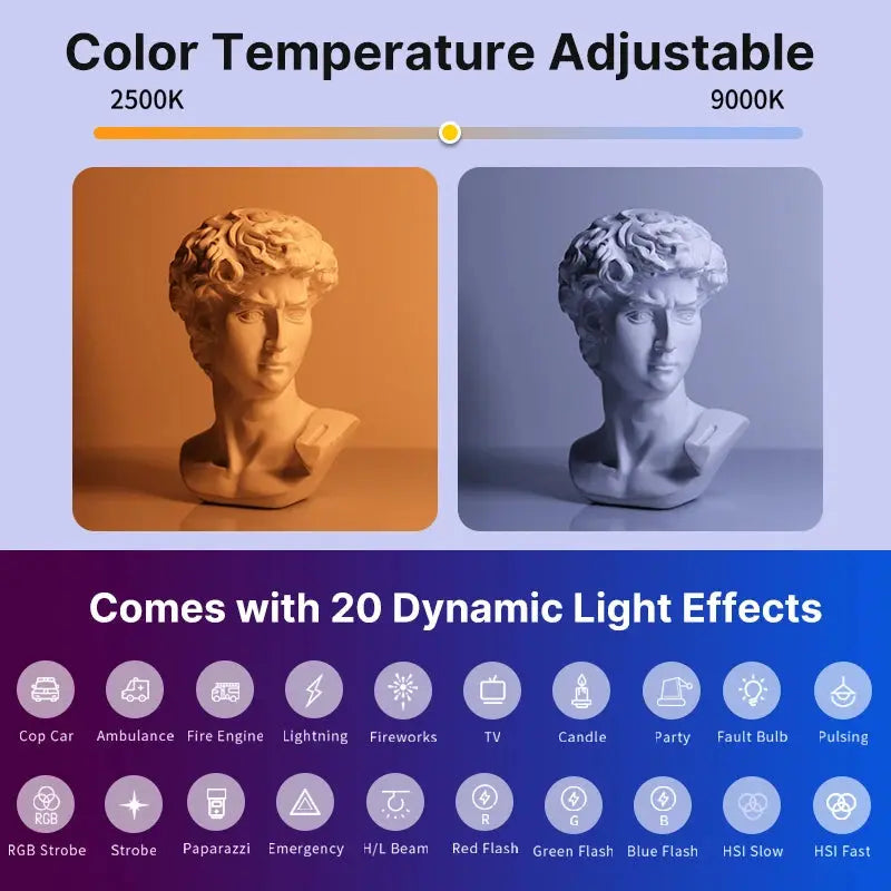 VL119 Professional Handheld RGB LED Light Wand - 19.68 Inch, CRI 95+, Adjustable 2500K-9000K