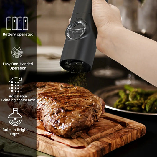 Electric Automatic Pepper and Salt Grinder Set with Base