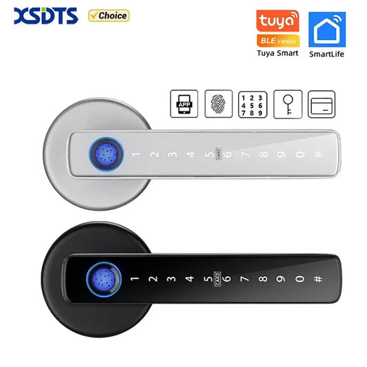 M5 Tuya BLE Fingerprint Electronic Door Lock with Password, Key, IC Card, and Smartlife/Tuya App Unlocking