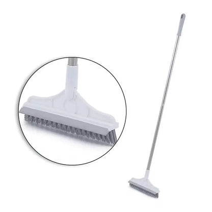 2-in-1 Rotating Floor Scrub Brush and Squeegee with Long Handle