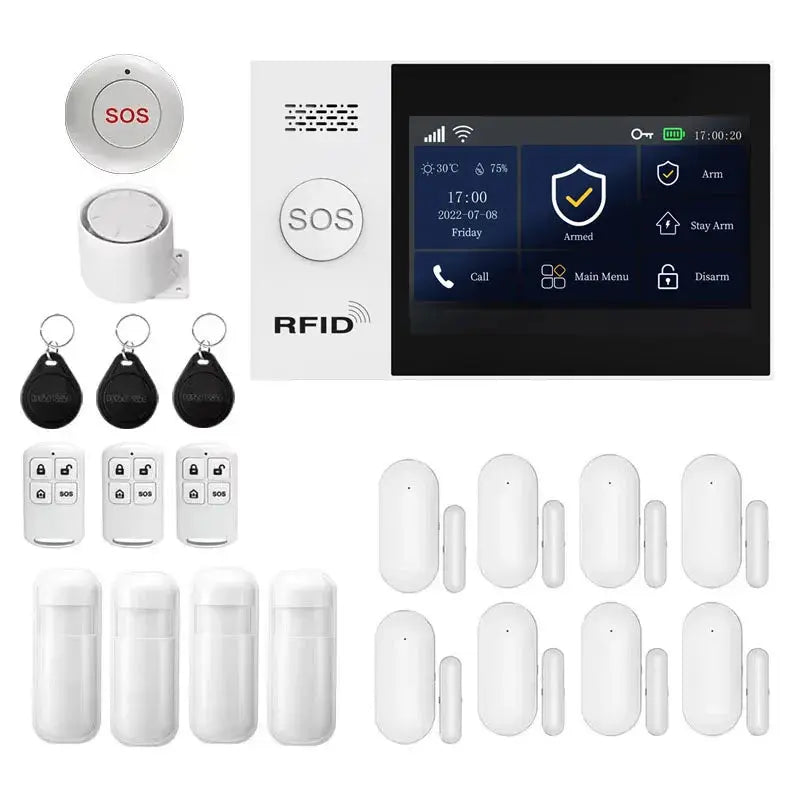 WiFi 4G Tuya Smart Life Home Security Alarm System Kit with Alexa Integration and Motion Detection Sensors